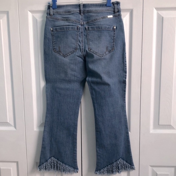 INC International Concepts Women's Cropped Fringe Trim Jeans Blue Size 0 - Picture 4 of 11